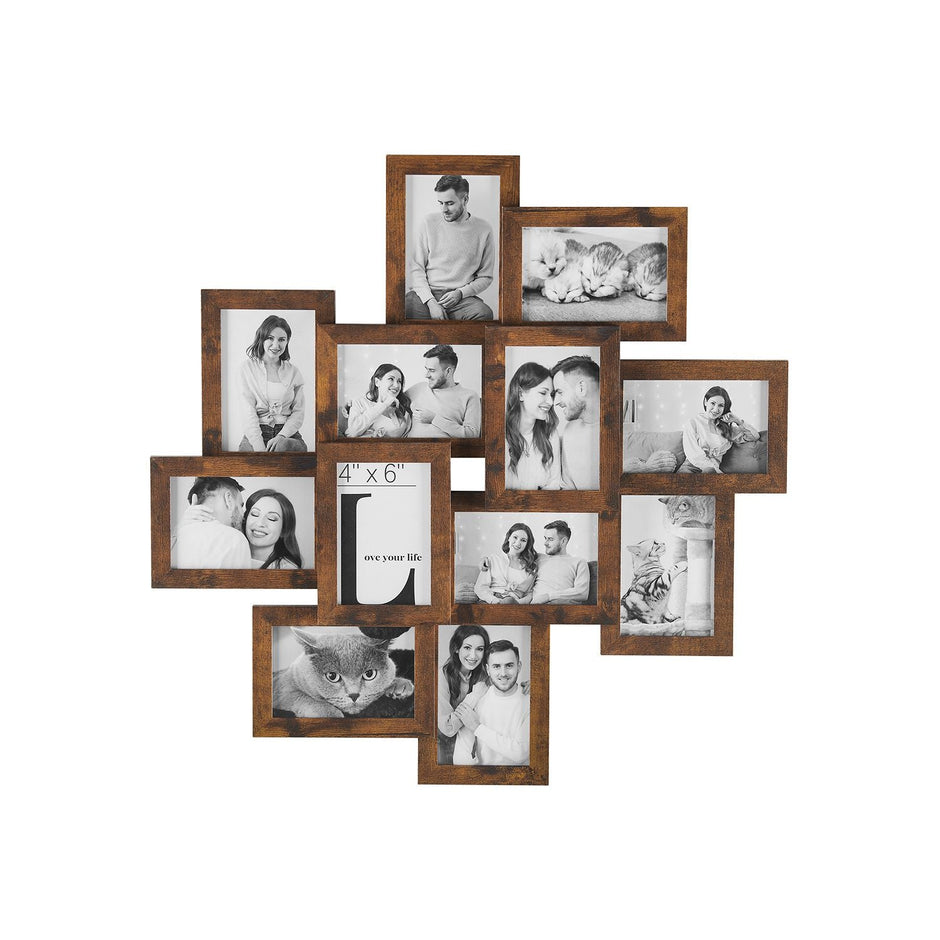 Wall Collage Picture Frames – Clear Glass – For 12 Photos – Assembly Required