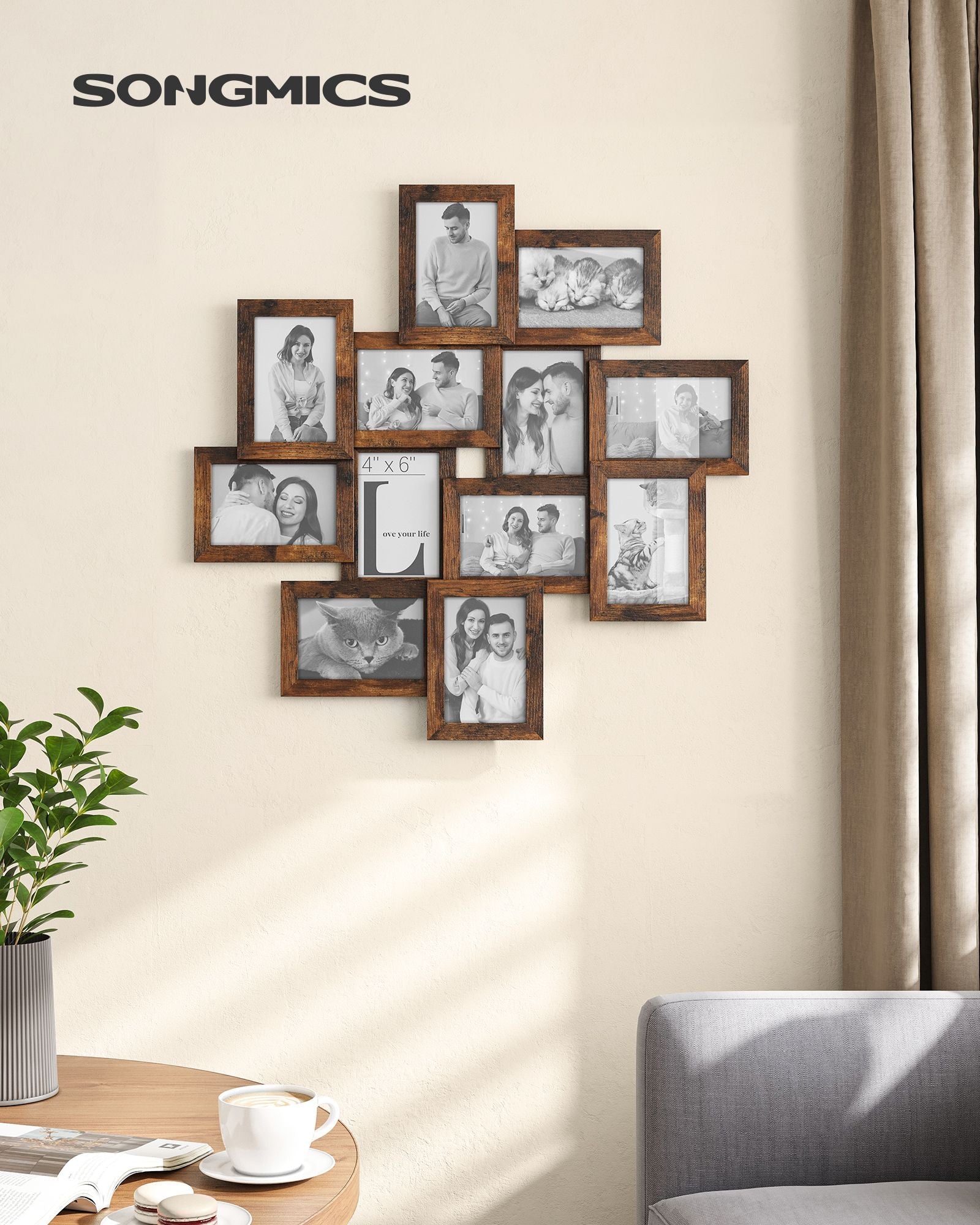 Wall Collage Picture Frames – Clear Glass – For 12 Photos – Assembly Required