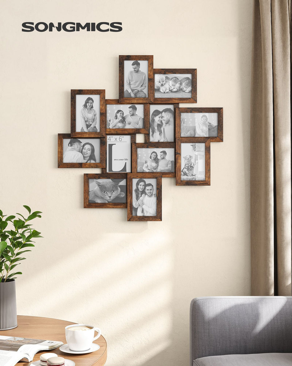 Wall Collage Picture Frames – Clear Glass – For 12 Photos – Assembly Required