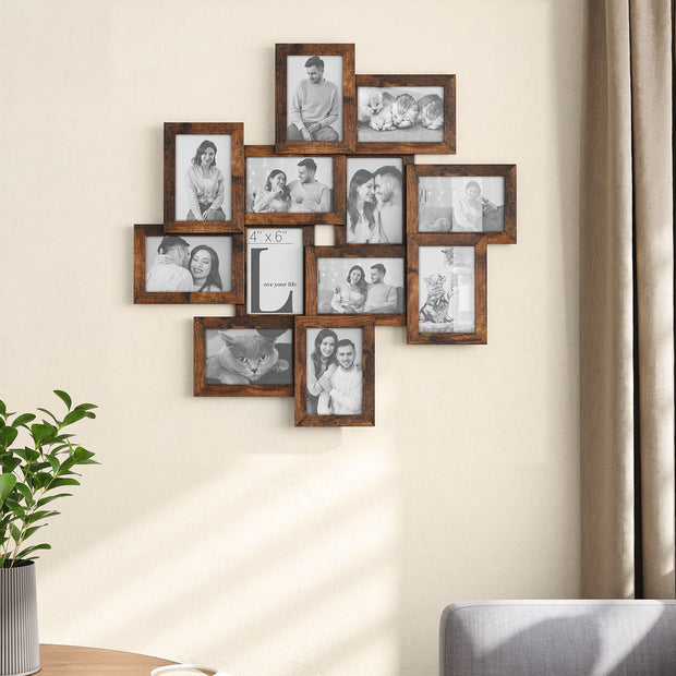 Wall Collage Picture Frames – Clear Glass – For 12 Photos – Assembly Required