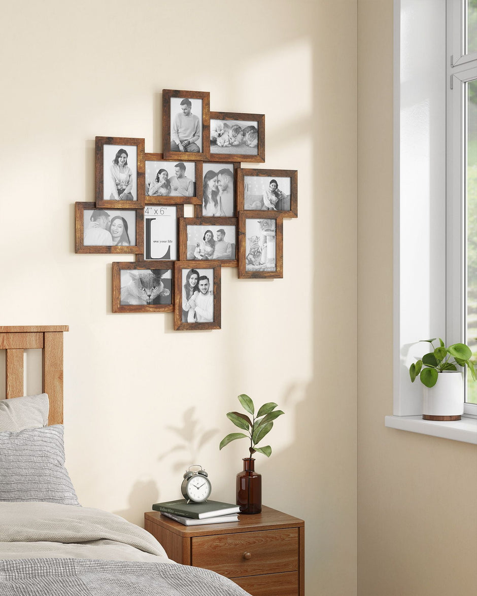 Wall Collage Picture Frames – Clear Glass – For 12 Photos – Assembly Required