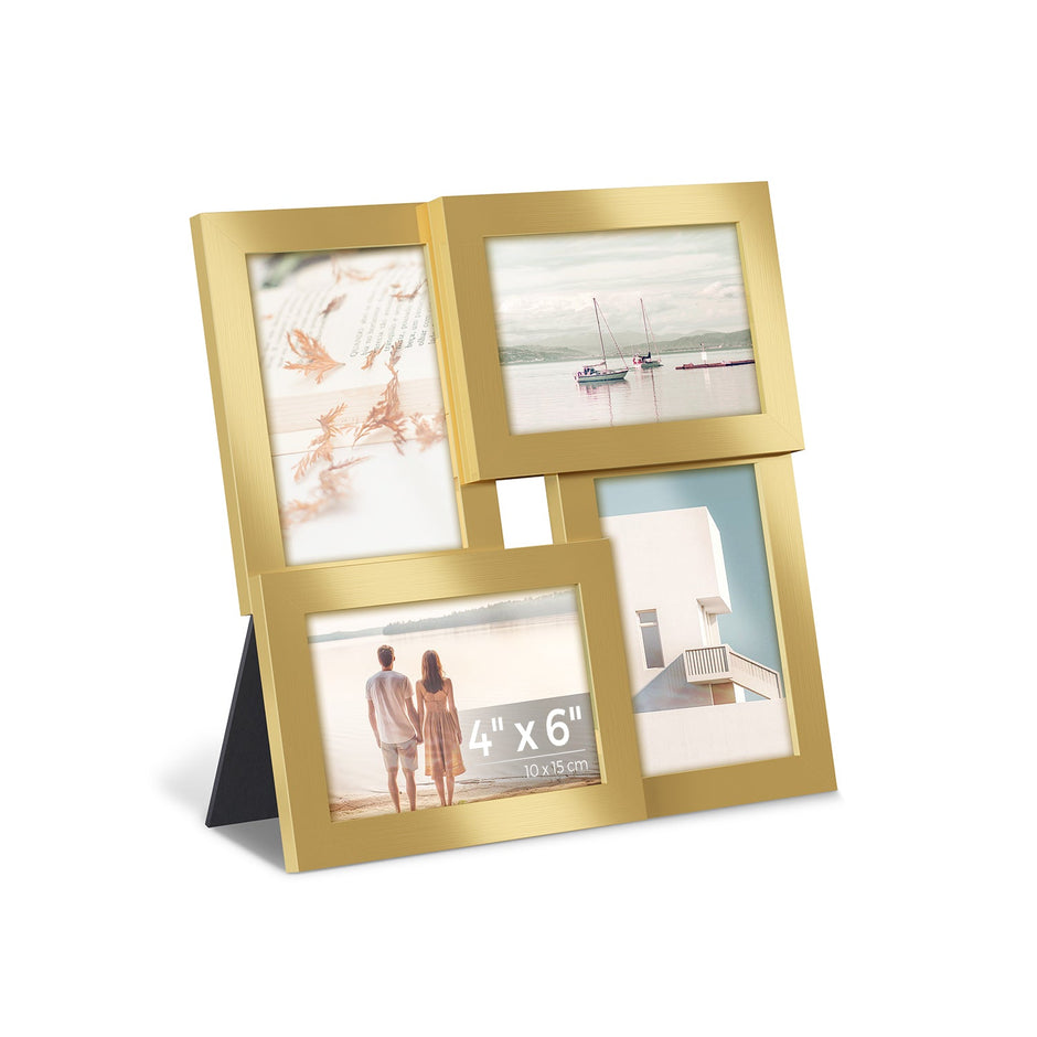 Collage Picture Frames – Wood Grain – Rustic Brown – Wall Mounted Display for 4x6 Photos