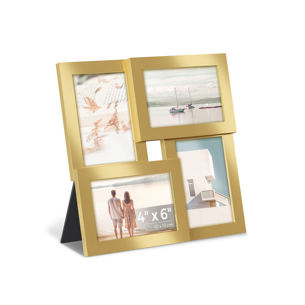 Collage Picture Frames – Wood Grain – Rustic Brown – Wall Mounted Display for 4x6 Photos