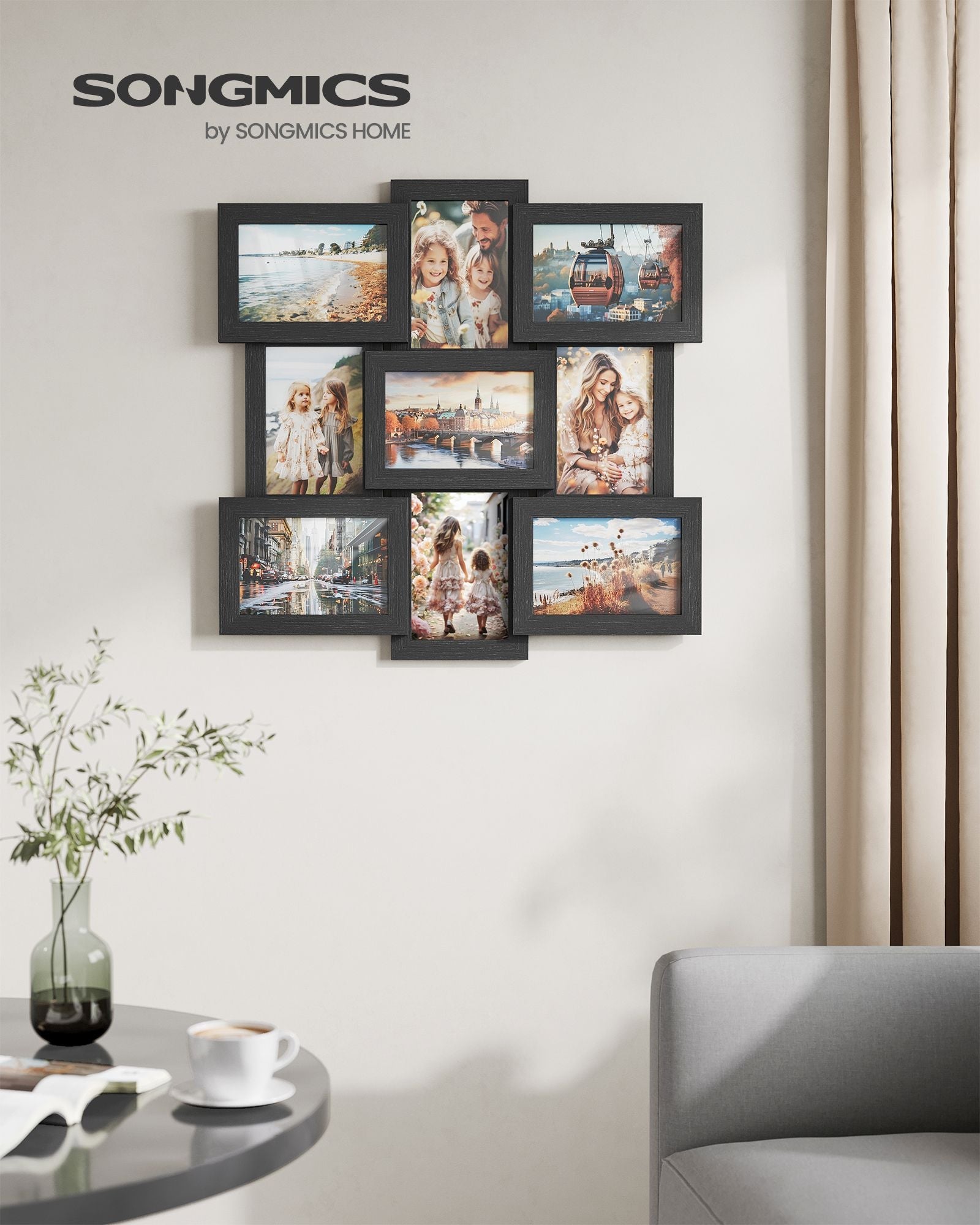 Collage Picture Frame – MDF – White – Wall Mounted for 9 Photos (4x6 inch)