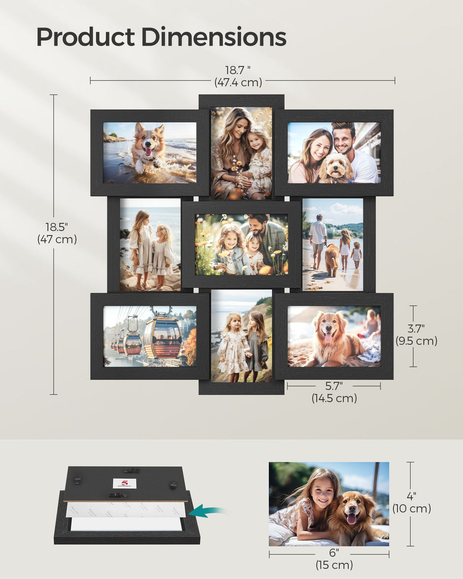 Collage Picture Frame – MDF – White – Wall Mounted for 9 Photos (4x6 inch)