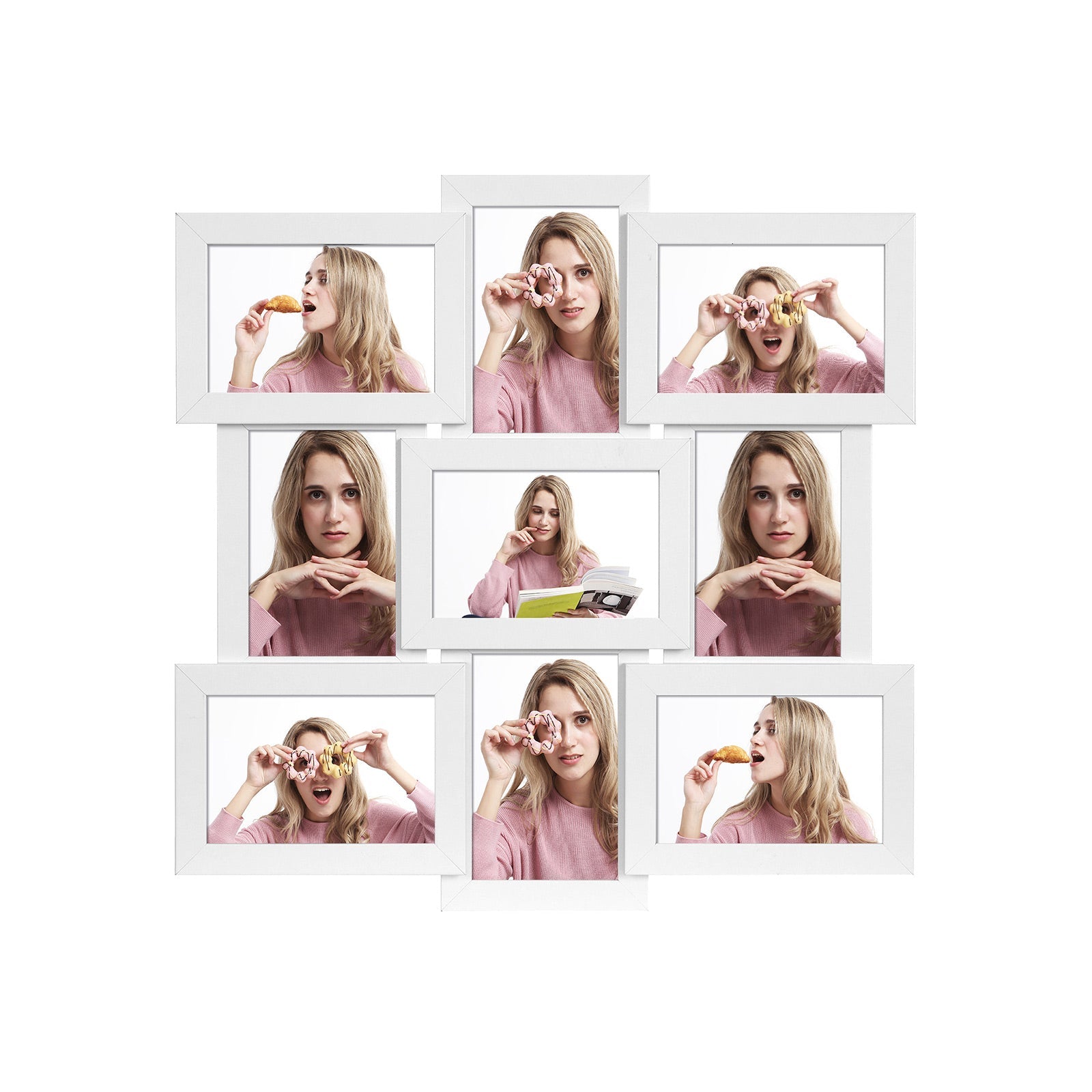 Picture Frame Collage – MDF – White – Holds 9 Photos (10 x 15 cm)