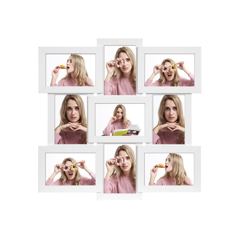 Picture Frame Collage – MDF – White – Holds 9 Photos (10 x 15 cm)