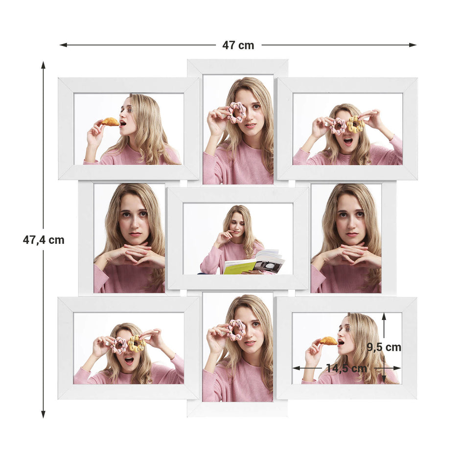 Picture Frame Collage – MDF – White – Holds 9 Photos (10 x 15 cm)