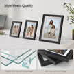 Set of 10 Picture Frames – MDF and Glass – Ash Black – Hanging or Tabletop Display with Non-Trace Nails
