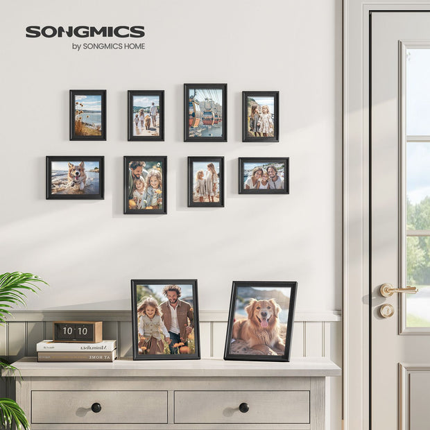 Picture Frames Set – MDF and Glass – Various Sizes – Includes 16 Mats and 12 Non-Trace Nails