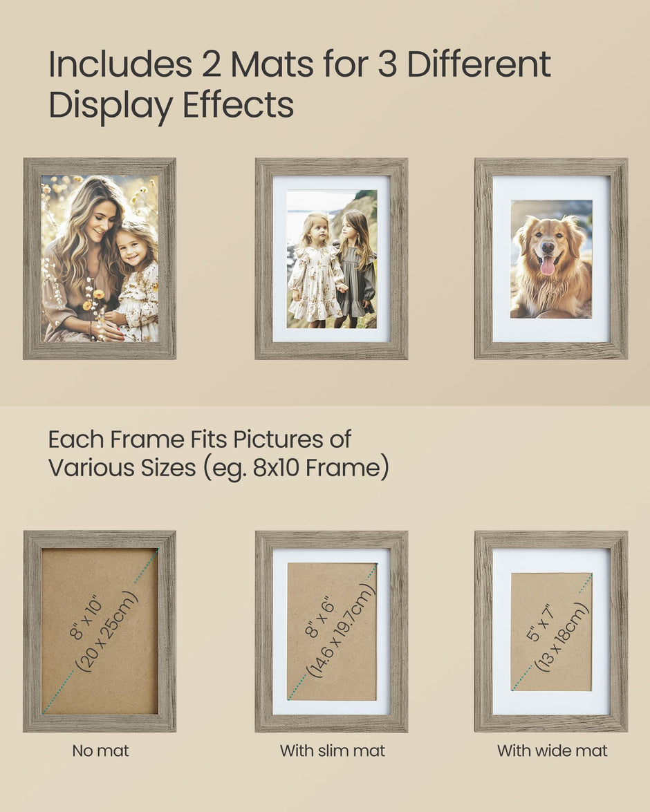 Picture Frame Set – MDF and Glass – Multi-Color – Includes 16 Mats and 12 Non-Trace Nails for Versatile Display