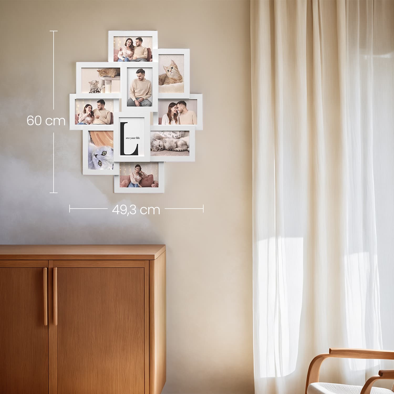 Collage Picture Frame – MDF – Cloud White – 10-Opening for Wall Decor