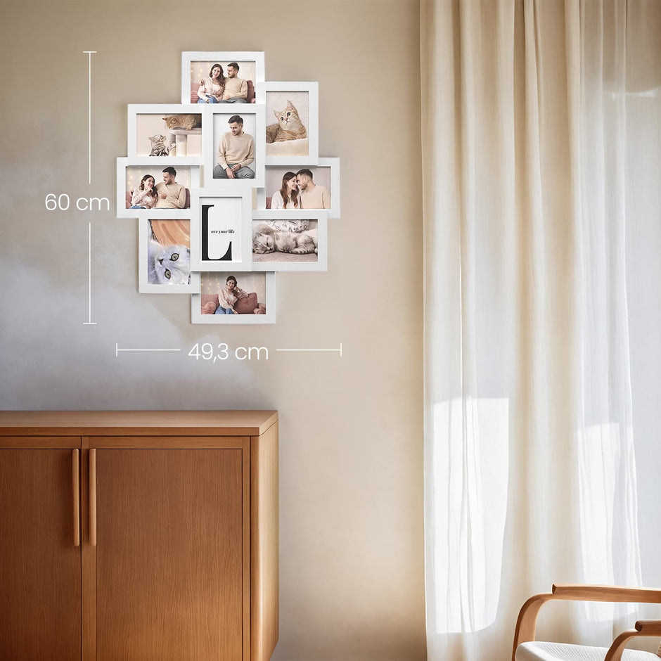 Collage Picture Frame – MDF – Cloud White – 10-Opening for Wall Decor