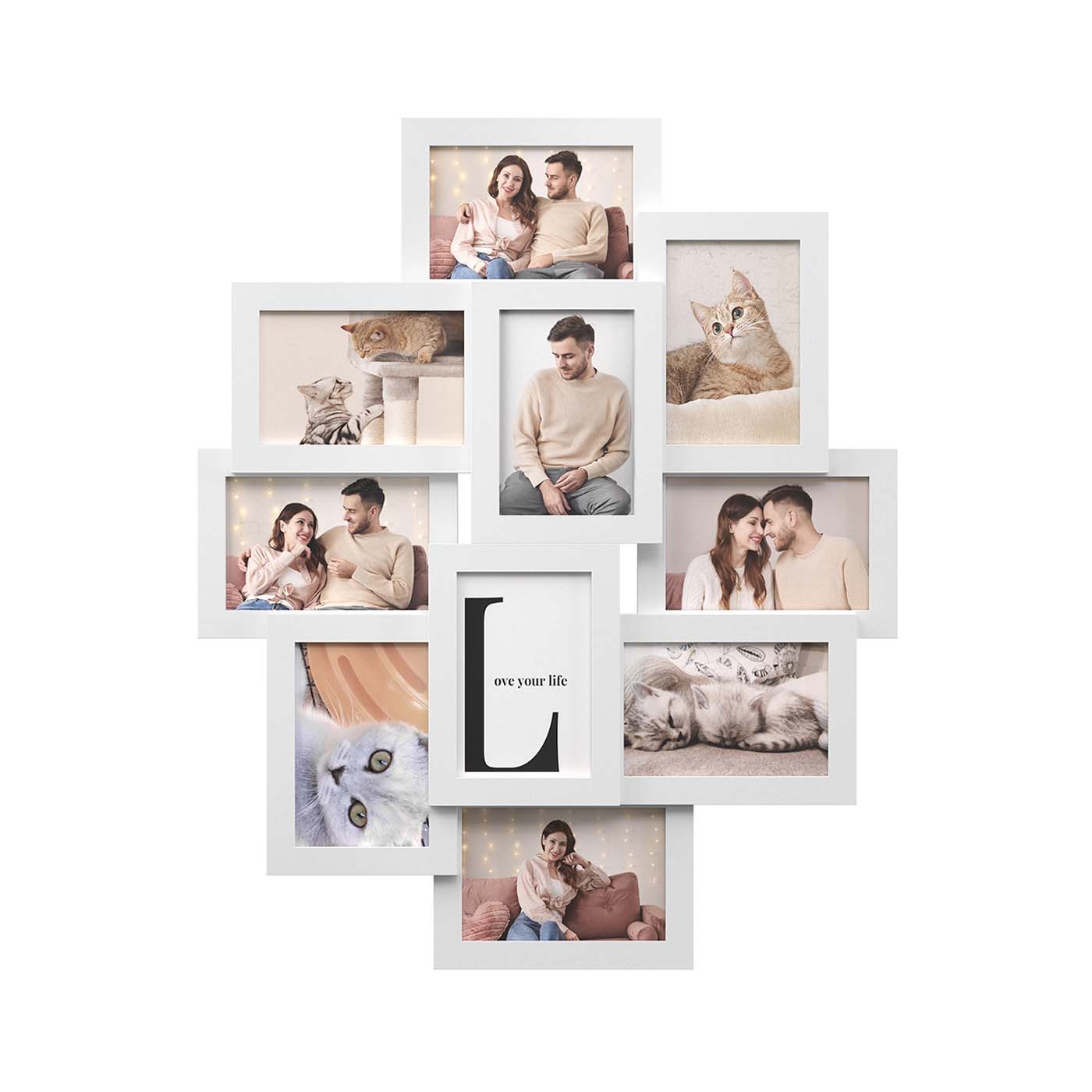 Photo Frame Collage – MDF – White – Wall-Mounted for 10 Photos (4