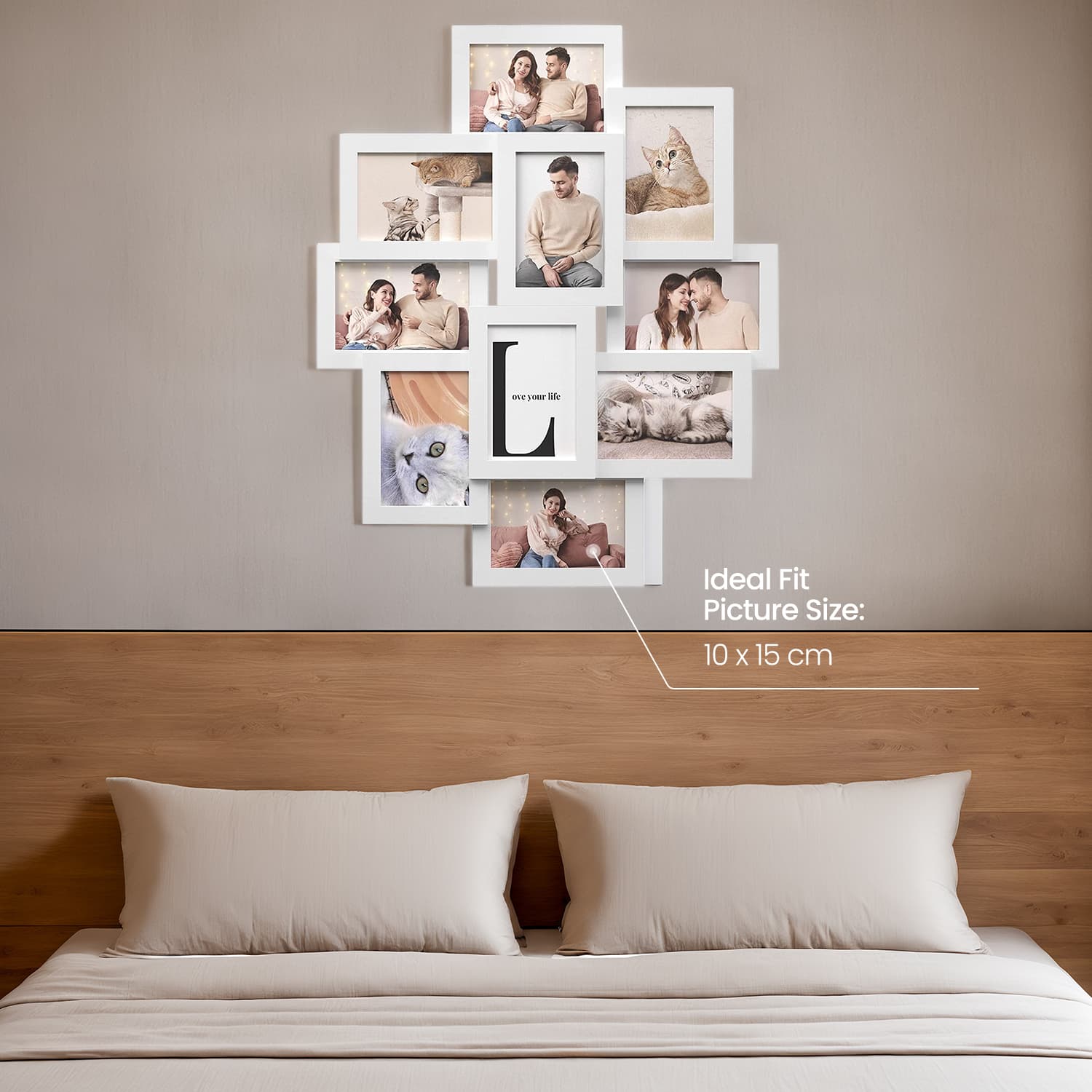 Collage Picture Frame – MDF – Cloud White – 10-Opening for Wall Decor