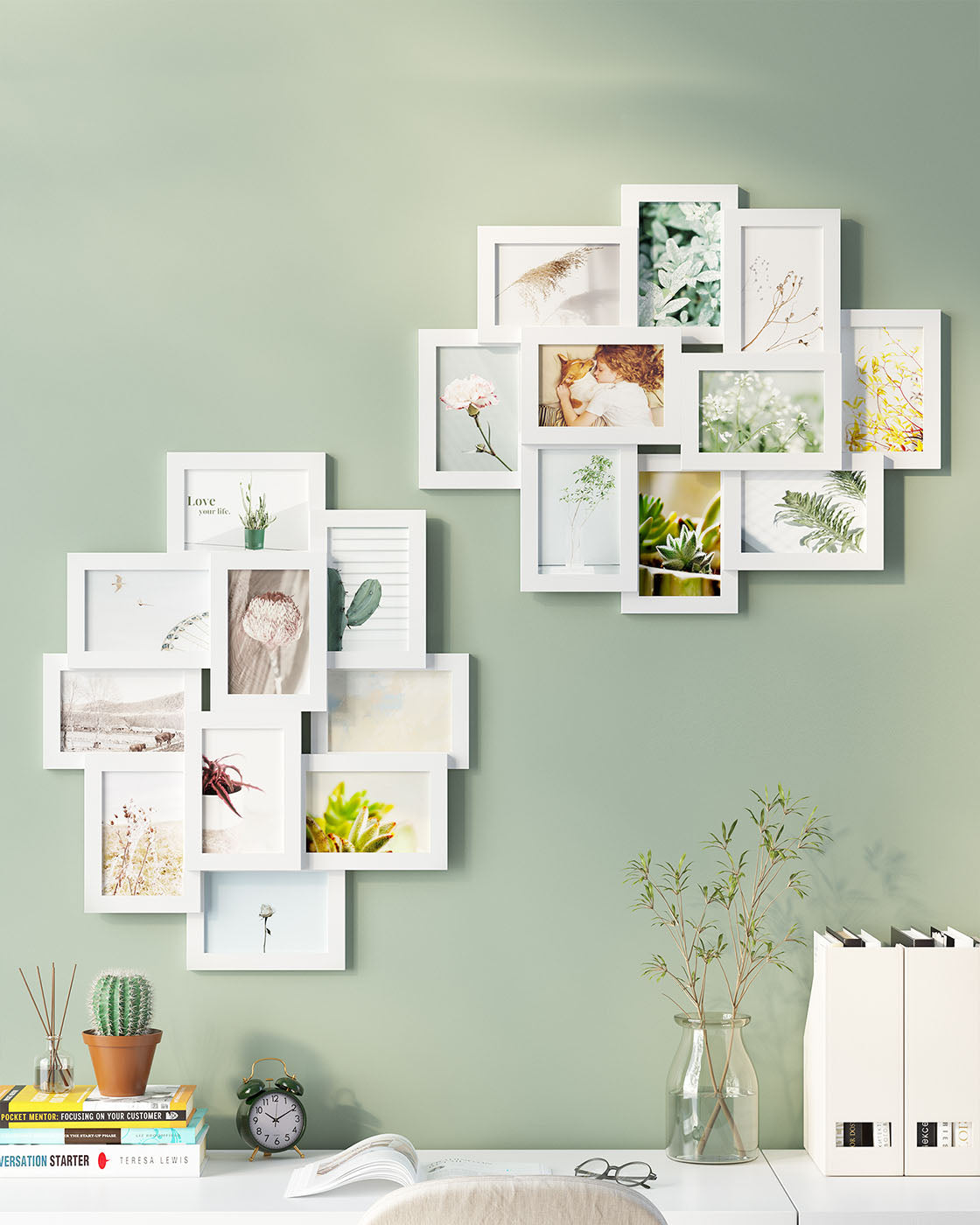 Collage Picture Frame – MDF – Cloud White – 10-Opening for Wall Decor