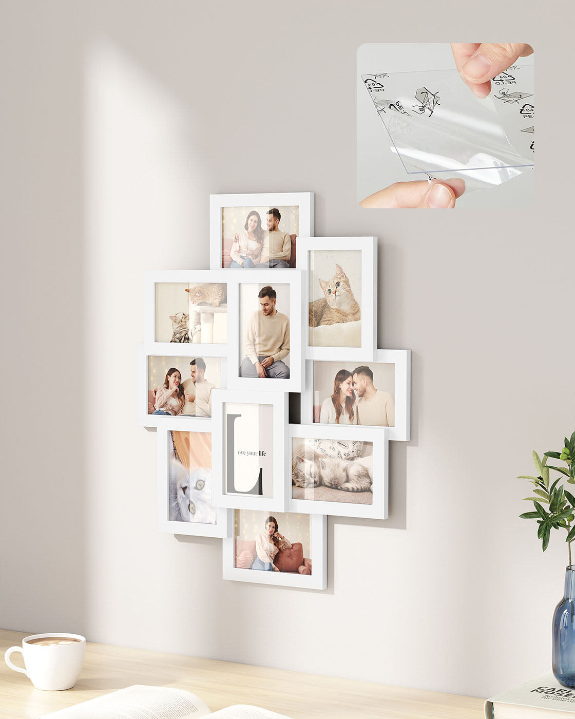 Collage Picture Frame – MDF – Cloud White – 10-Opening for Wall Decor