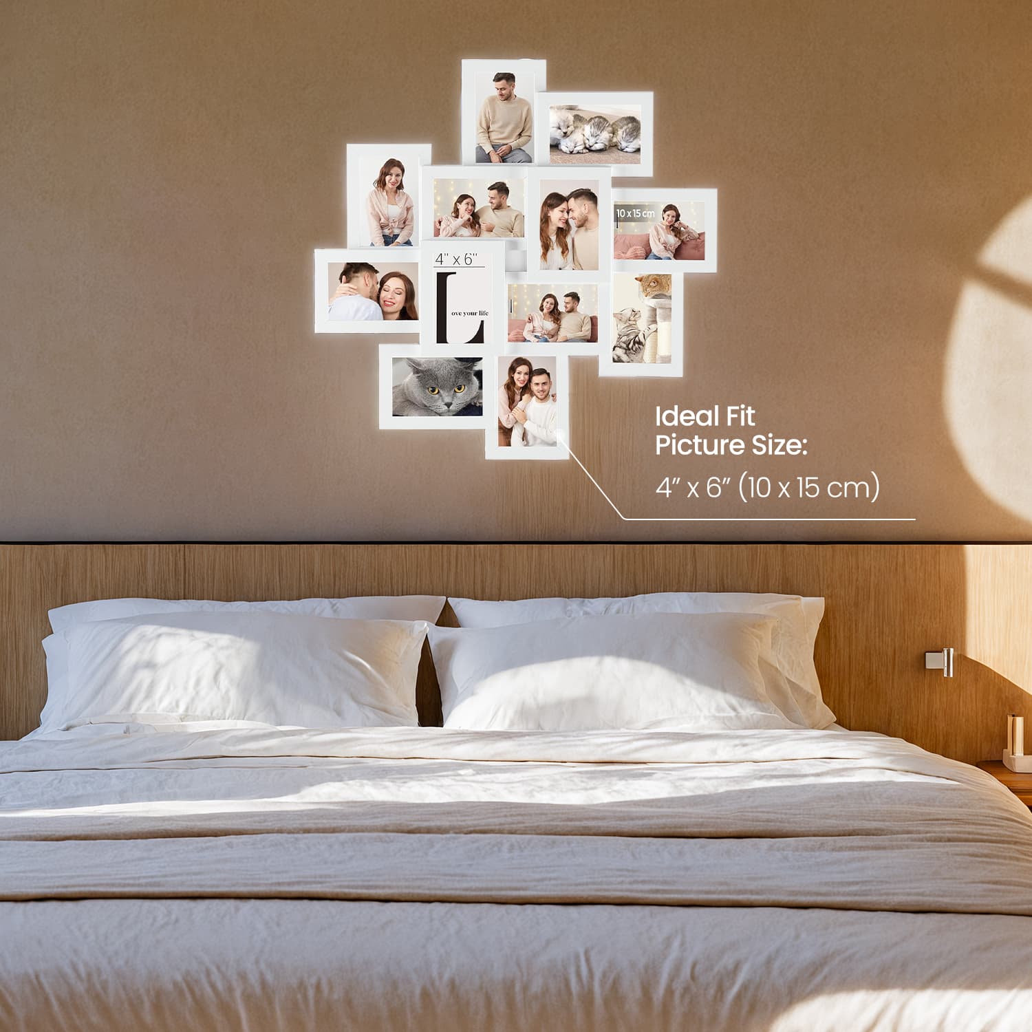 Collage Photo Frame – Glass – Cloud White – 12 Openings for 4x6 Photos