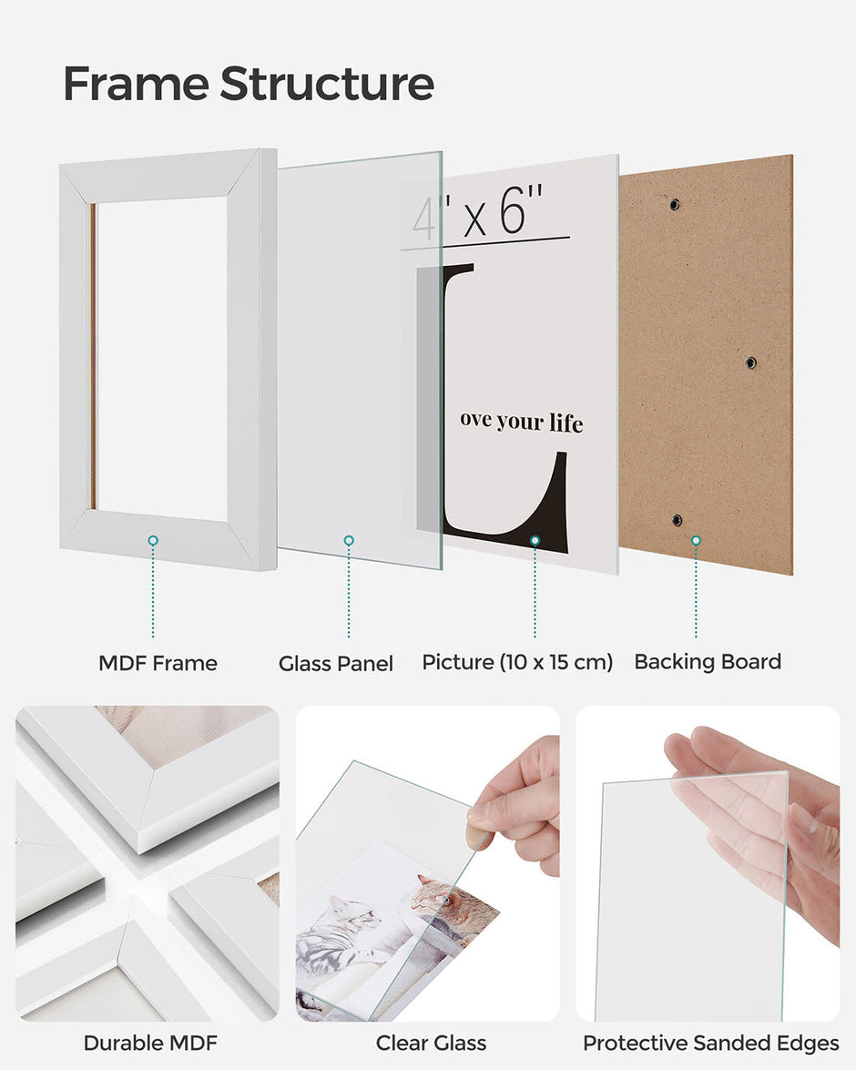Picture Collage Frame – White Wood Grain – 12 Photos – Wall Mounted, Assembly Required