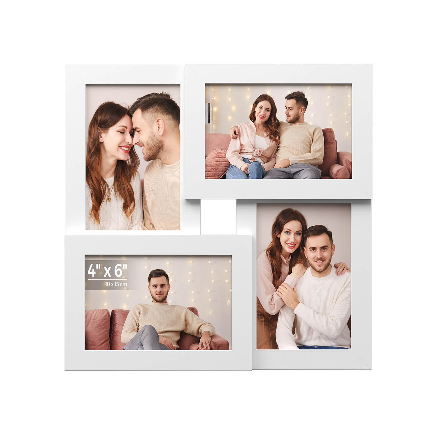 Picture Frame Set – Wood Grain – Black – Wall Mounted Collage for 4 Photos (4