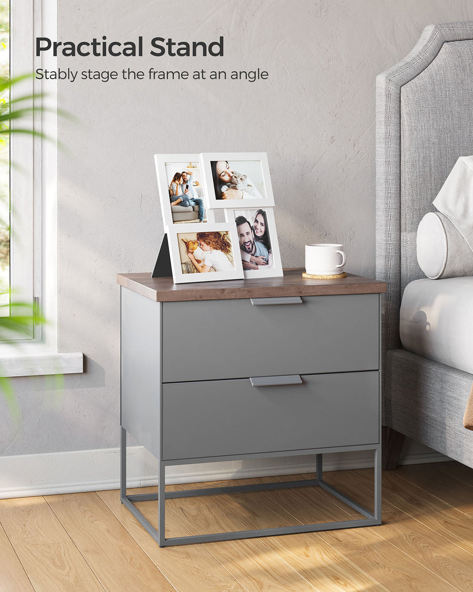 Picture Frame Set – Wood Grain – Black – Wall Mounted Collage for 4 Photos (4