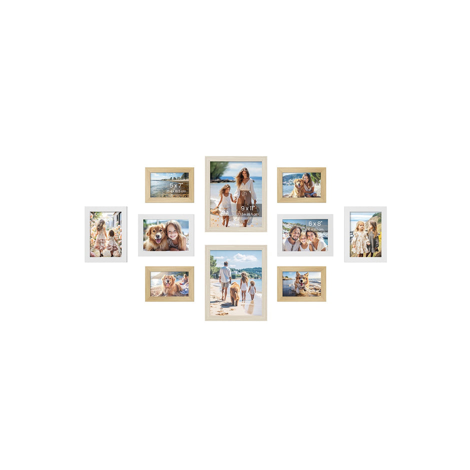 Set of 10 Picture Frames – Plastic – Black – Multiple Sizes for Versatile Display