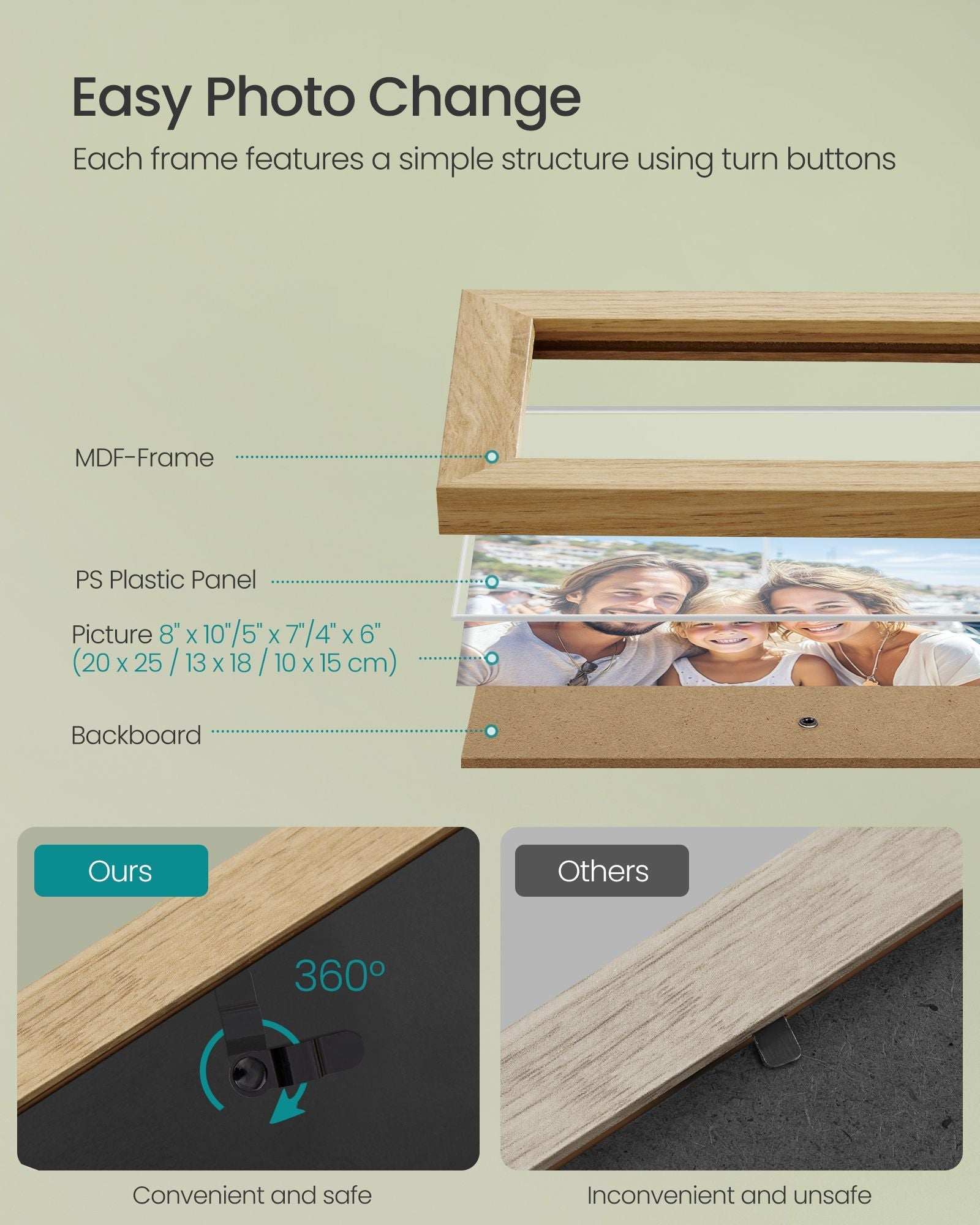 Set of 10 Picture Frames – Plastic – Black – Multiple Sizes for Versatile Display