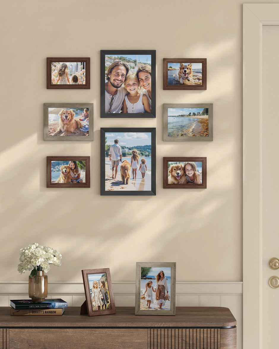 Picture Frame Set – RPF310H – Maroon Brown Heather Greige Ash Black – Set of 10 Various Sizes