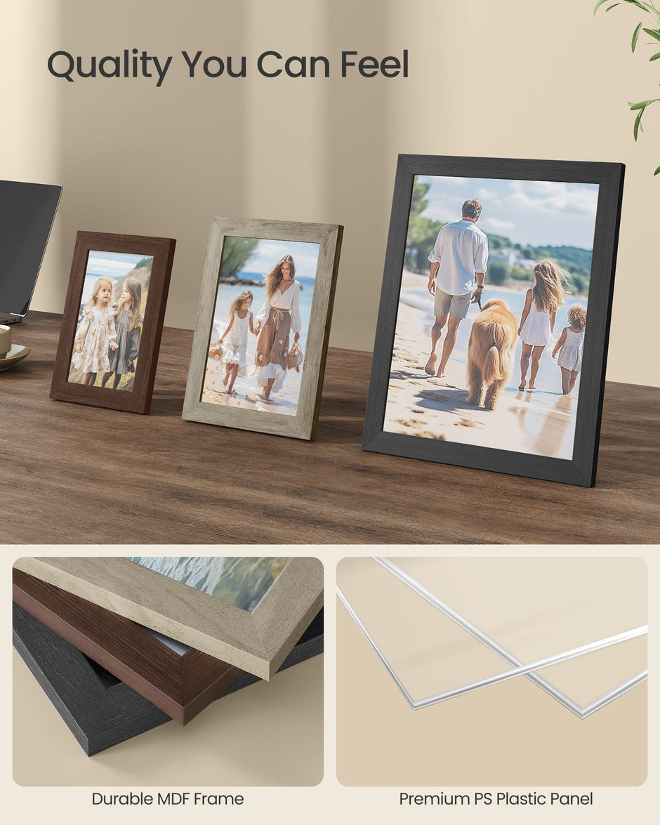 Picture Frame Set – RPF310H – Maroon Brown Heather Greige Ash Black – Set of 10 Various Sizes