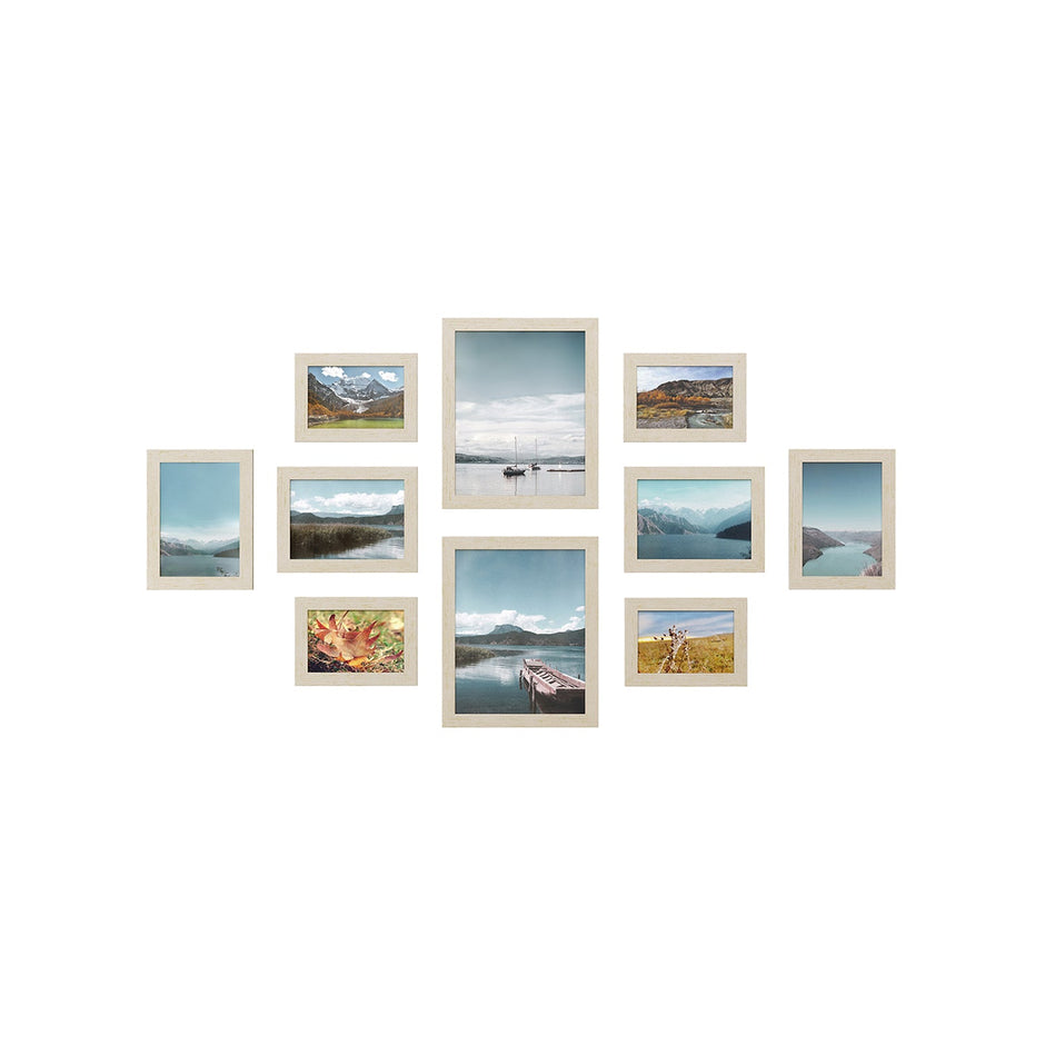 Set of 10 Photo Frames – Plastic – Black – Assorted Sizes