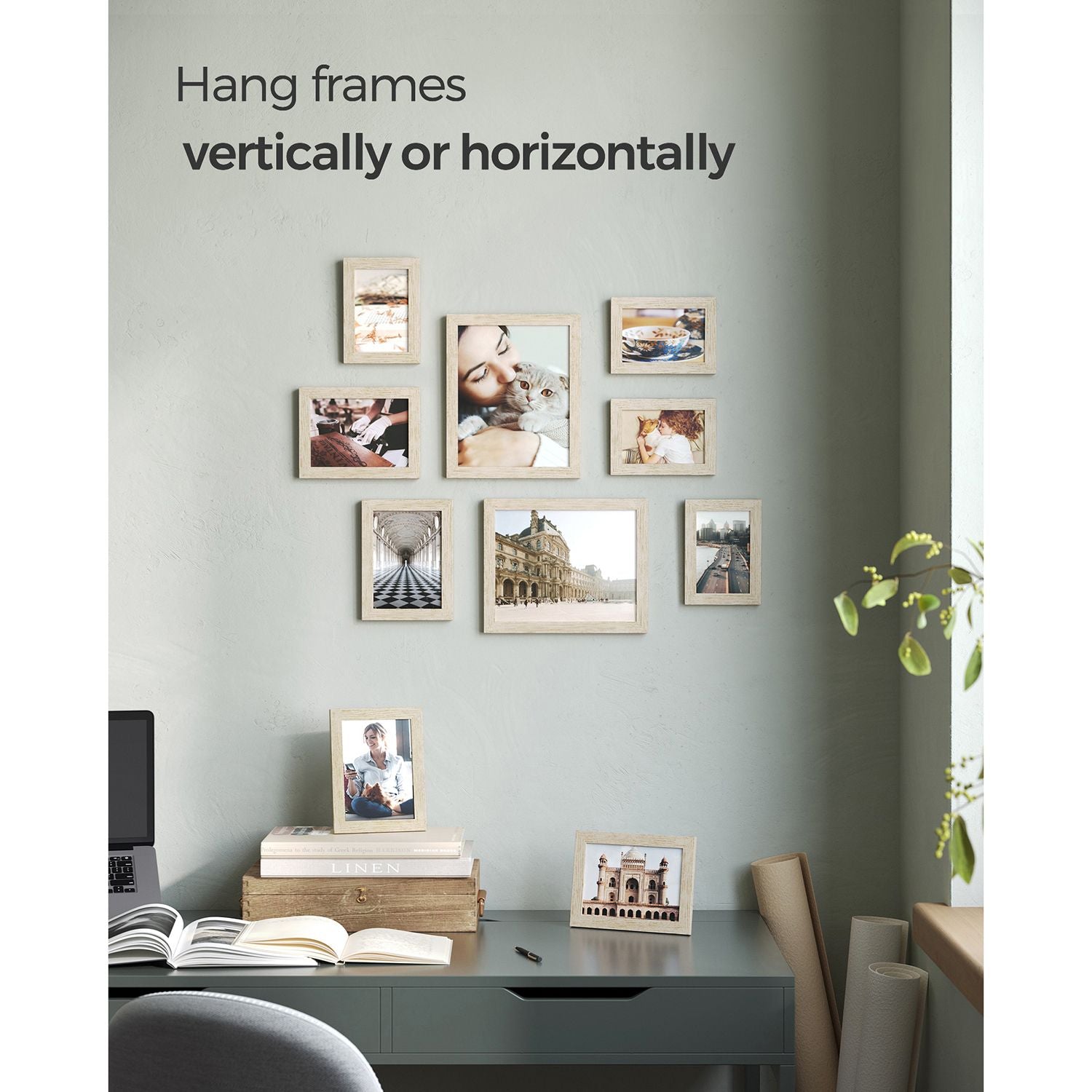 Set of 10 Photo Frames – Plastic – Black – Assorted Sizes