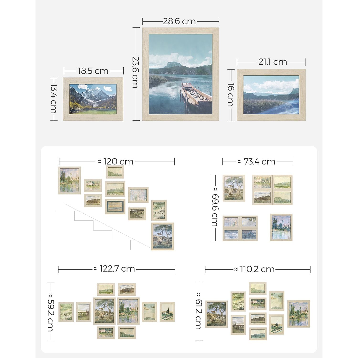 Set of 10 Photo Frames – Plastic – Black – Assorted Sizes
