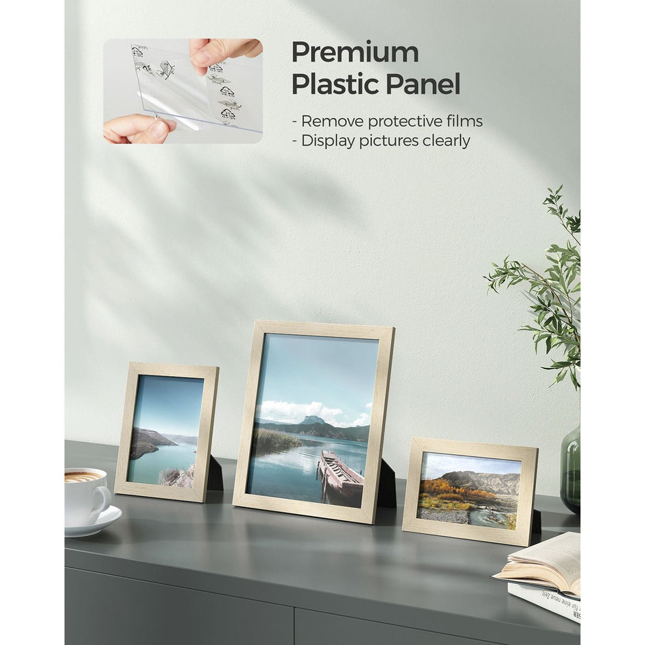 Set of 10 Photo Frames – Plastic – Black – Assorted Sizes