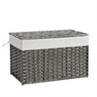 Laundry Basket – Synthetic Rattan – Grey – Foldable with Lid and Removable Liners