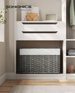 Laundry Basket – Synthetic Rattan – Grey – Foldable with Lid and Removable Liners