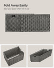 Laundry Basket – Synthetic Rattan – Grey – Foldable with Lid and Removable Liners