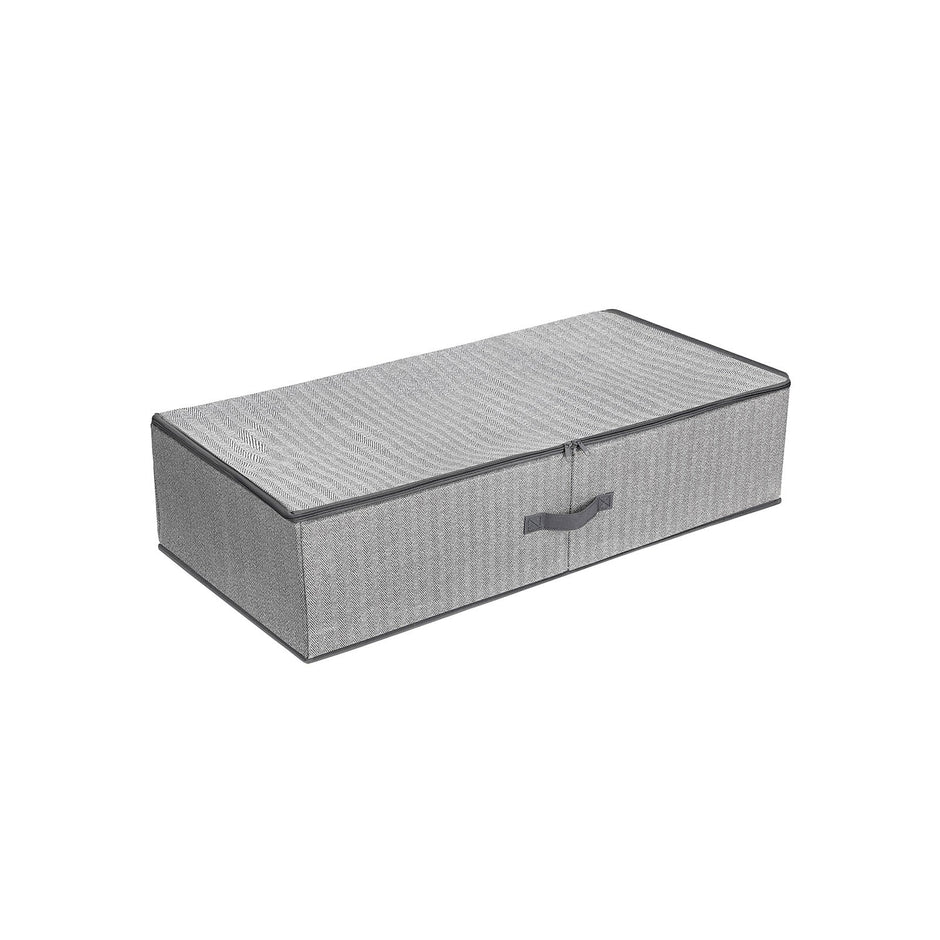 Foldable Underbed Storage Bag – Fabric – Grey – Adjustable Divider for Clothes and Bedding