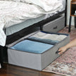 Foldable Underbed Storage Bag – Fabric – Grey – Adjustable Divider for Clothes and Bedding