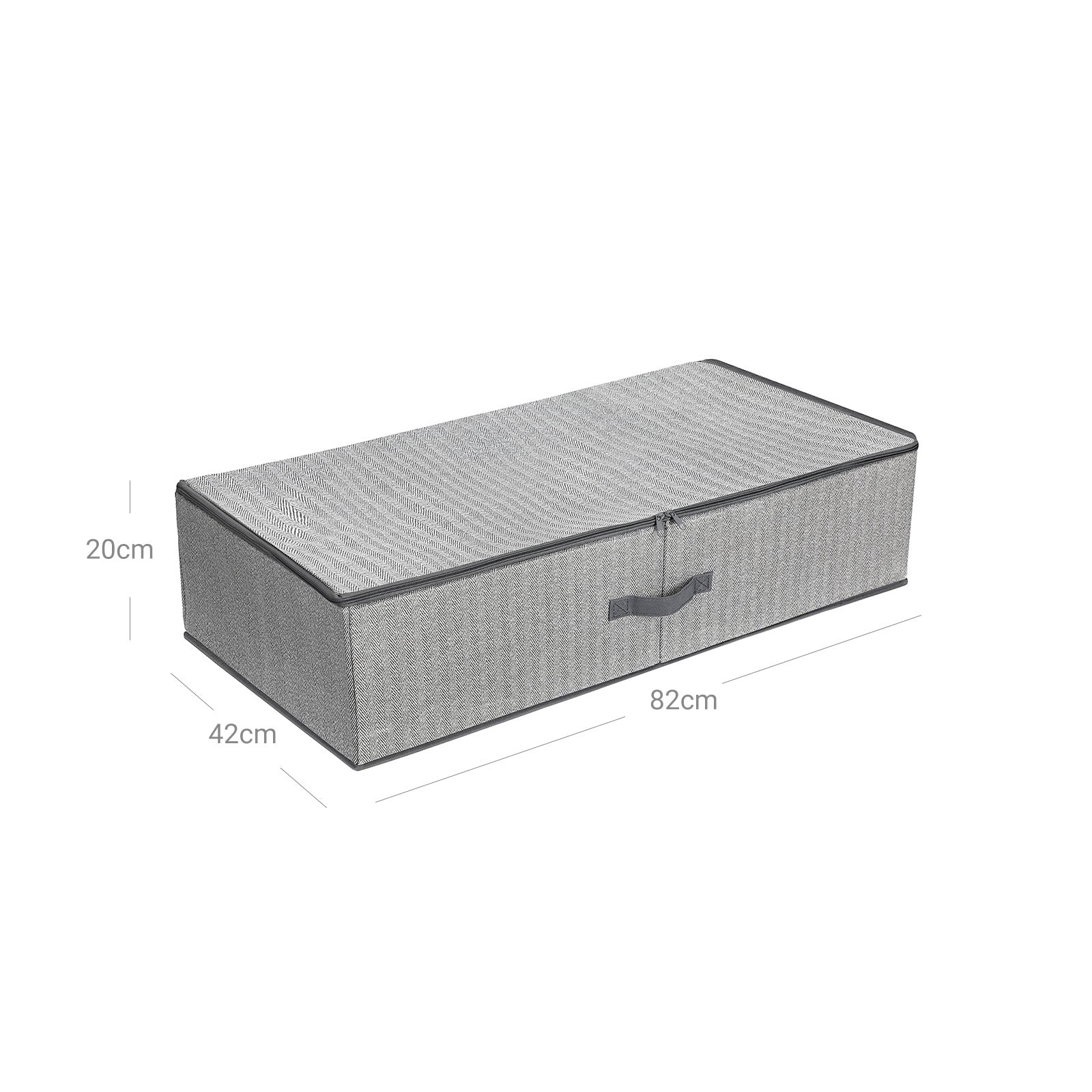 Foldable Underbed Storage Bag – Fabric – Grey – Adjustable Divider for Clothes and Bedding