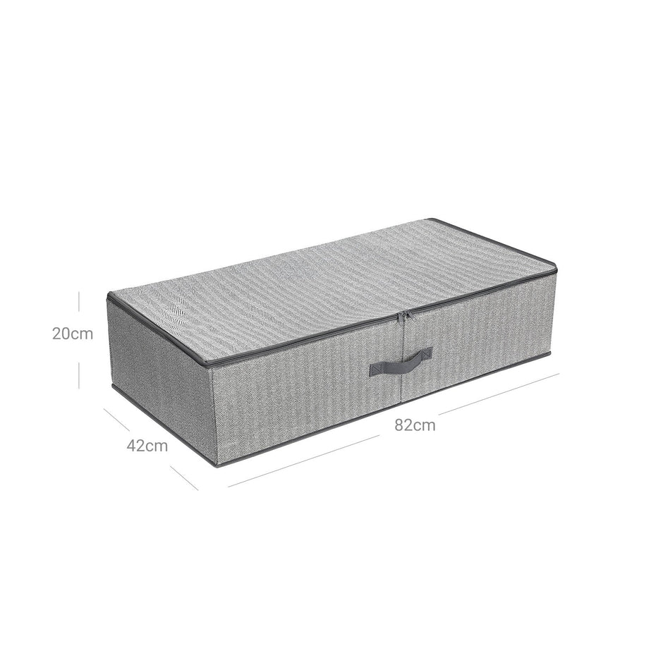 Foldable Underbed Storage Bag – Fabric – Grey – Adjustable Divider for Clothes and Bedding