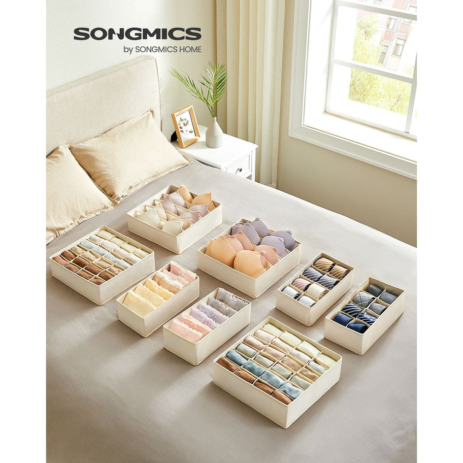 Set of 8 Fabric Underwear Drawer Organisers – Grey – Foldable Design