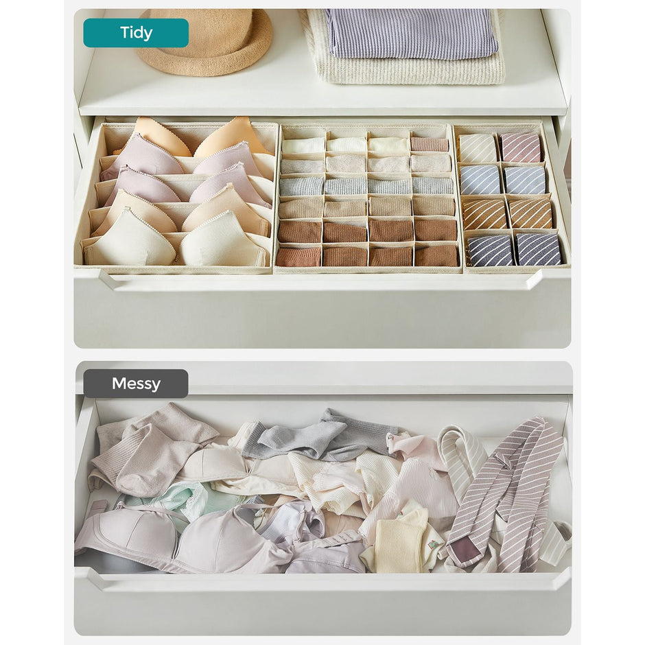Set of 8 Fabric Underwear Drawer Organisers – Grey – Foldable Design