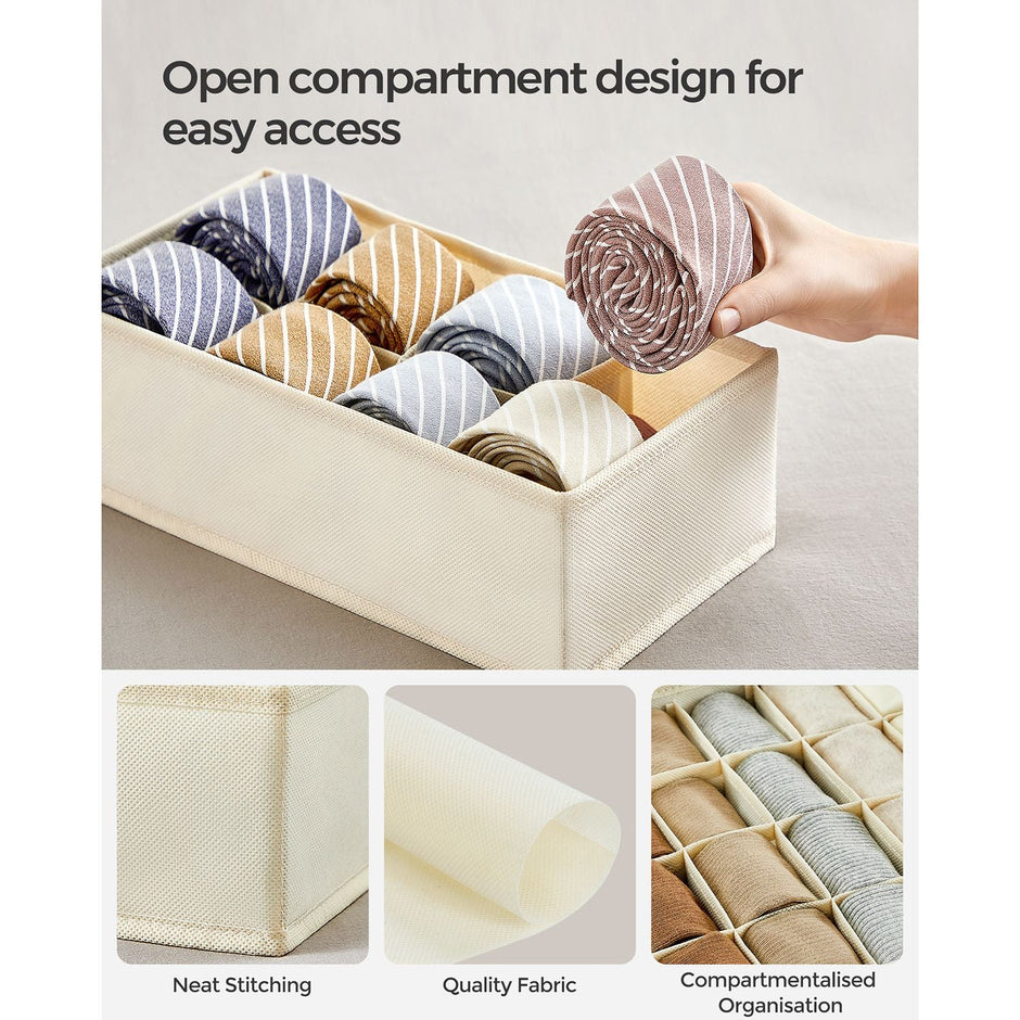 Set of 8 Fabric Underwear Drawer Organisers – Grey – Foldable Design