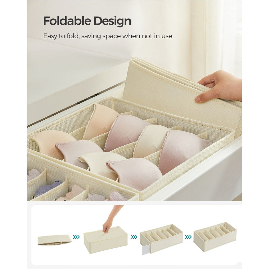 Set of 8 Fabric Underwear Drawer Organisers – Grey – Foldable Design