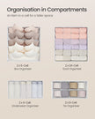 Set of 8 Foldable Fabric Drawer Organisers – Grey – Ideal for Underwear, Bras, Socks, Ties, and Scarves