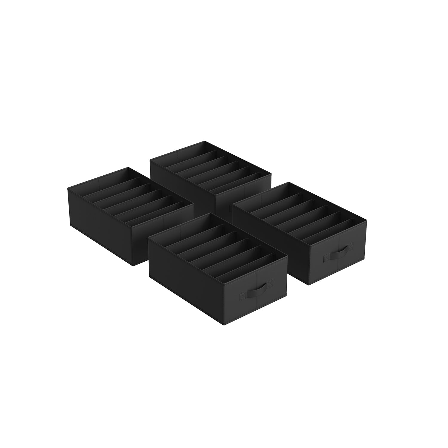 Drawer Organiser Set – Fabric – Classic Black – Set of 4, 6-Compartment Design
