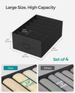 Drawer Organiser Set – Fabric – Classic Black – Set of 4, 6-Compartment Design