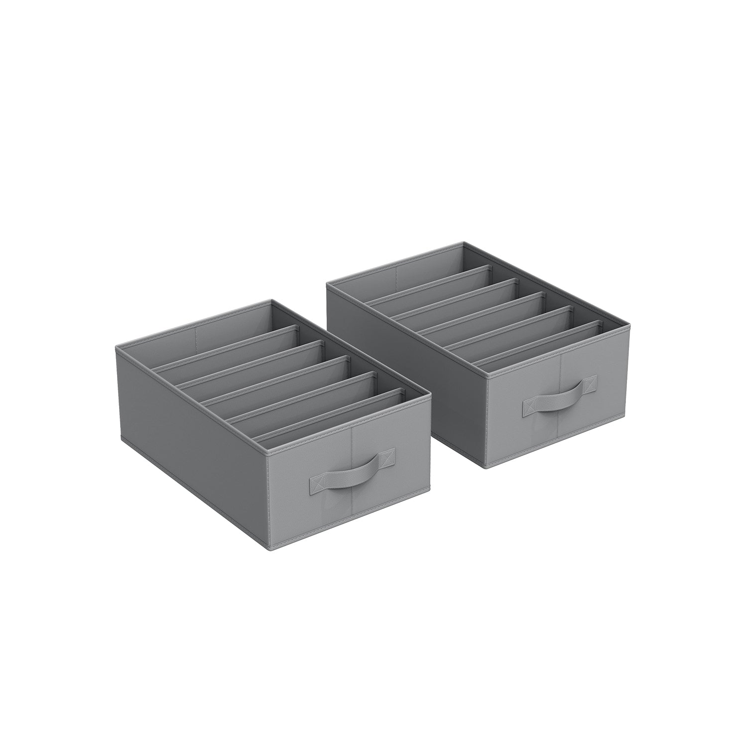Drawer Organisers – Fabric – Dove Grey – Set of 2 with 6 Compartments