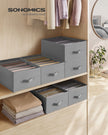 Set of 2 Drawer Organisers – Fabric – Dove Grey – 6 Compartments