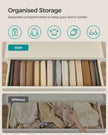 Set of 2 Drawer Organisers – Fabric – Dove Grey – 6 Compartments